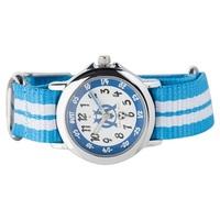 Olympique de Marseille Analogue White Dial Stripe Strap Watch - Young, Blue