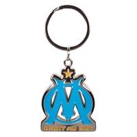 olympique de marseille logo keyring blue