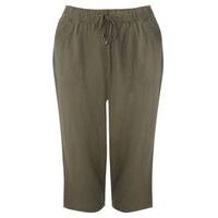 olive green linen blend cropped trousers olive