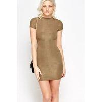 olive ribbed bodycon dress