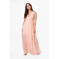 Olivia Maxi Dress With Deep V Neckline - dusky pink