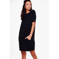 Olea Longline Double Pocket Sweat Dress - black