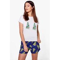 Olivia Christmas Tree T-Shirt & Short Set - navy