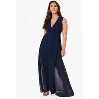 Olivia Maxi Dress With Deep V Neckline - navy