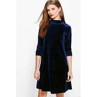 Olivia Velvet Keyhole Detail Dress - navy