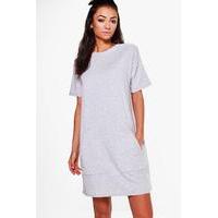 olea longline double pocket sweat dress grey