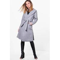 Olivia Stud Detail Waterfall Shawl Coat - grey