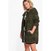 Olivia Hooded Camo and Floral Parka - multi