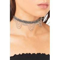 Ola Silver Chain Detail Choker Necklace