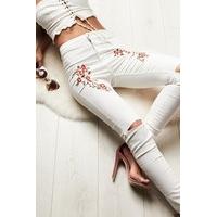 Olivia White Embroidered High Waisted Jeans