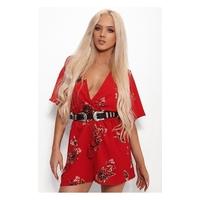 Olivia Red Floral Playsuit