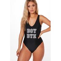 Olivia \'Boy Bye\' Slogan Swimsuit - black