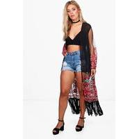 Olivia Festival Tassel Longline Kimono - black