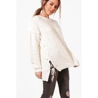 Olivia Lace Up Side Jumper - white