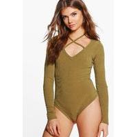 olivie soft rib strappy bodysuit olive