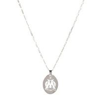 Olympique de Marseille Sterling Silver Oval Plate Pendant & Chain Silver