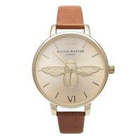 olivia burton animal motif moulded bee tan and gold watch