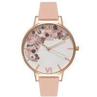olivia burton enchanted garden dusty pink white and rose gold watch