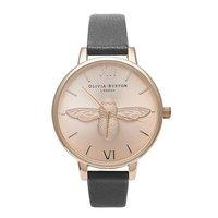 Olivia Burton Moulded Bee Black and Rose Gold Watch
