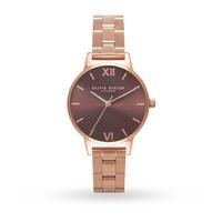 olivia burton brown dial midi rose gold bracelet watch