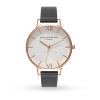Olivia Burton White Dial Black and Rose Gold Watch