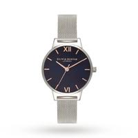 Olivia Burton Navy Dial Silver Mesh