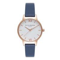 Olivia Burton White Dial Navy and Rose Gold Watch