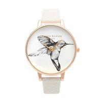 Olivia Burton Animal Motif Hummingbird Mink and Rose Gold Watch