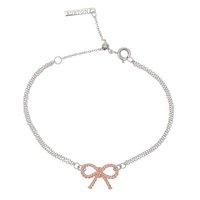 Olivia Burton Vintage Bow Silver And Rose Gold Plate Double Chain Bracelet