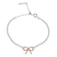 olivia burton vintage bow silver and rose gold plate double chain brac ...