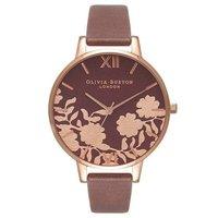 Olivia Burton Lace Detail Brown and Rose Gold Watch