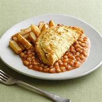 omelette chips beans