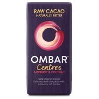 ombar centres raspberry coconut organic raw chocolate bar 35g