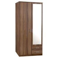 omega walnut 2 door 2 drawer mirrored wardrobe walnut