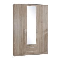 Omega 3 Door 2 Drawer Mirrored Wardrobe