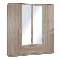 Omega 4 Door 2 Drawer Mirrored Wardrobe