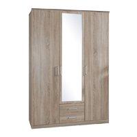 Omega 3 Door 2 Drawer Mirrored Wardrobe