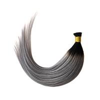 Ombre Grey I Tip Hair Extension Straight 1B/Grey Keratin Fusion Hair Extension 1g/s