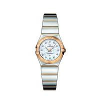 Omega Constellation ladies\' 18ct rose gold and stainless steel mother of pearl dial bracelet watch