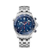 omega seamaster diver chronograph mens blue dial stainless steel brace ...