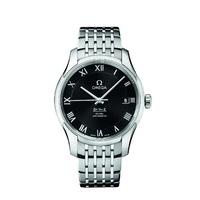 Omega De Ville men\'s black dial stainless steel bracelet watch