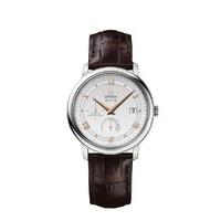 Omega De Ville Prestige men\'s automatic silver dial brown leather strap watch