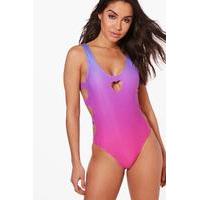 Ombre Cut Out Heart Scoop Swimsuit - pink