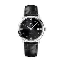 Omega Gents De Ville Prestige Co-Axial Black Dial and Leather Strap Watch