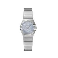 omega constellation pluma ladies blue pearl dial steel bracelet watch