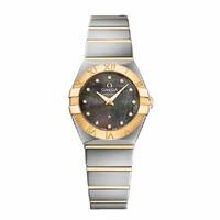 omega ladies constellation two tone black dial bracelet watch 12320246 ...