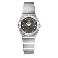 Omega Ladies Constellation Silver Black Dial Bracelet Watch 123.10.24.60.57.003