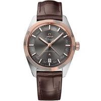 omega mens globemaster 18 carat rose gold leather strap watch 13023412 ...