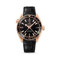 omega gents seamaster planet ocean 18ct rose gold and black leather st ...