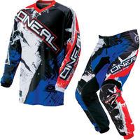 oneal element kids 2016 shocker black red blue motocross kit